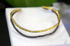 Botanical Two-Tone Cuff Bracelet, Gold-Plated Brass Branch (Adjustable)