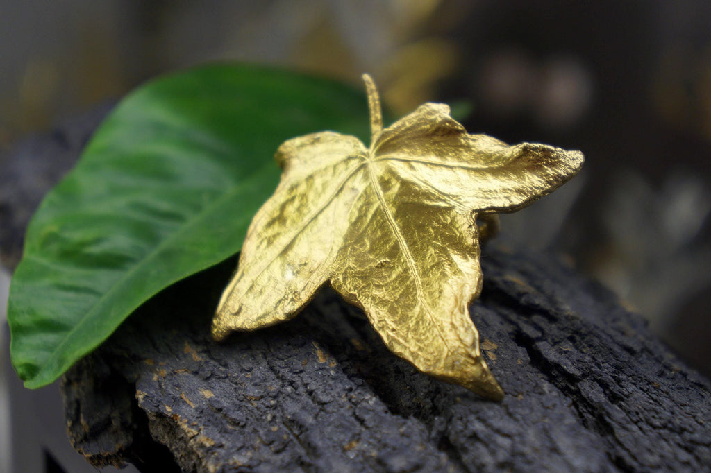 Ivy Flower Ring: Nature Inspired, Adjustable or Fixed - Gold Plated Brass