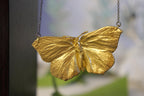Butterfly Pendant Necklace: Gold Plated on Recycled Brass - Black Rhodium Chain