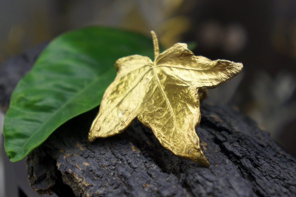 Ivy Leaf Ring: Botanical Nature Design (Gold-Plated Recycled Brass)