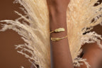 Mimosa Leaf Bracelet - Handmade Adjustable Gold-Plated Brass Cuff
