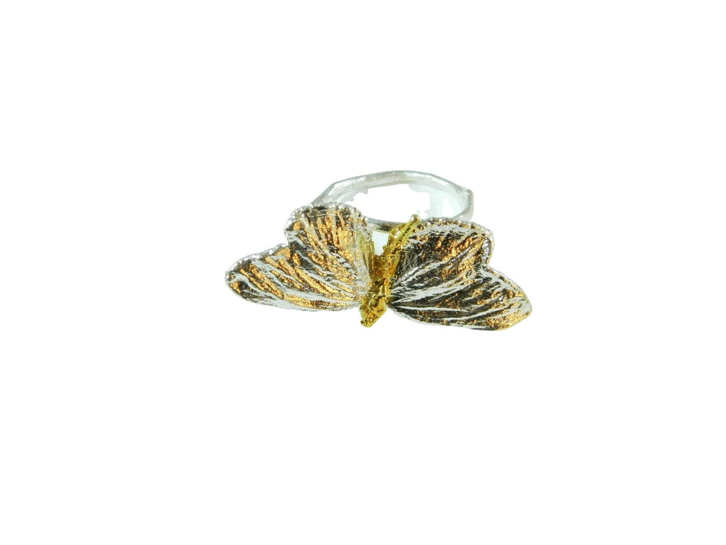 Adjustable Butterfly Ring – Gold Plated Ring With Delicate Vein Detail