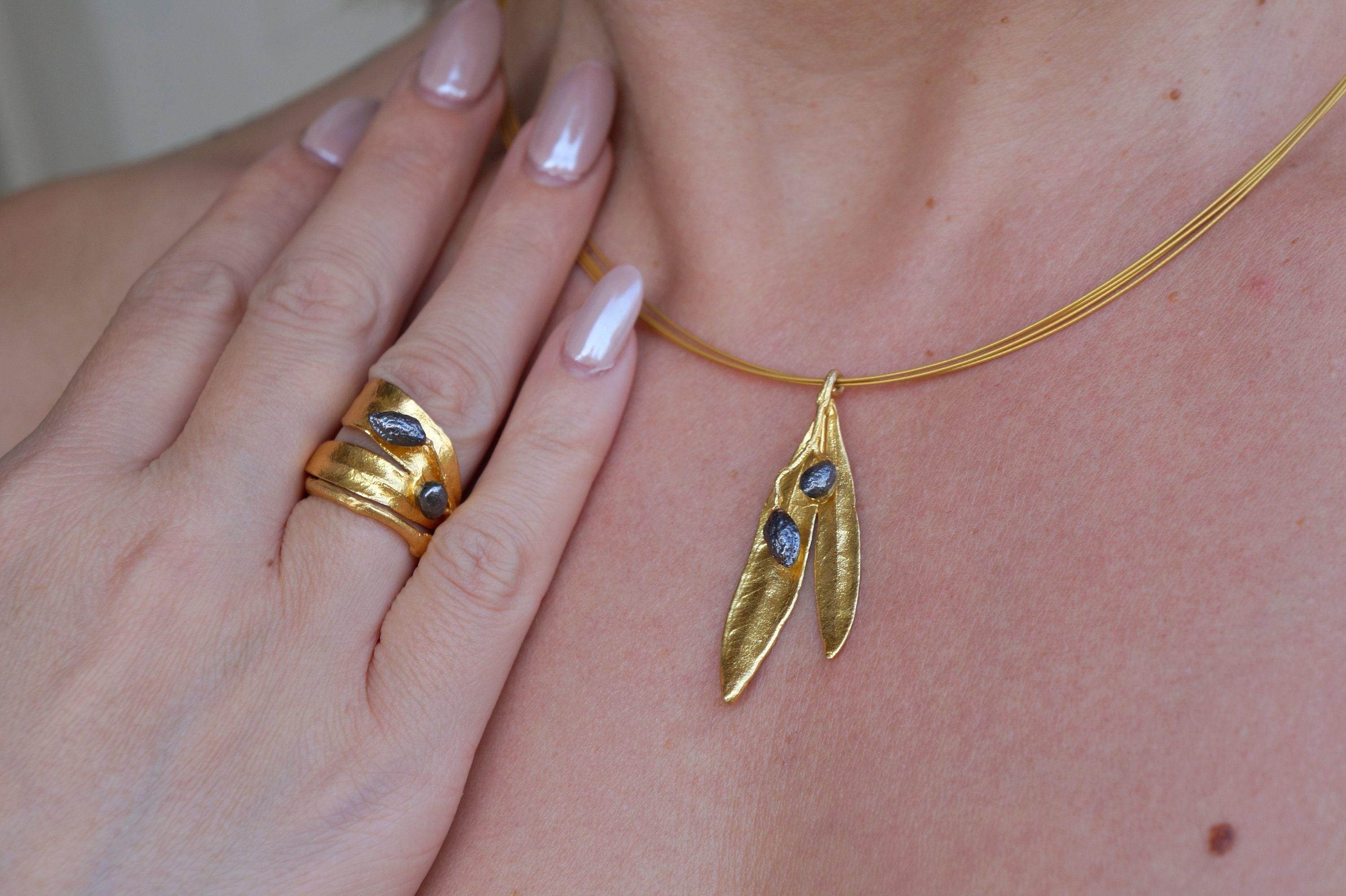 Olive Leaf Ring – Adjustable Botanical Ring | Handcrafted Recycled Brass Jewelry