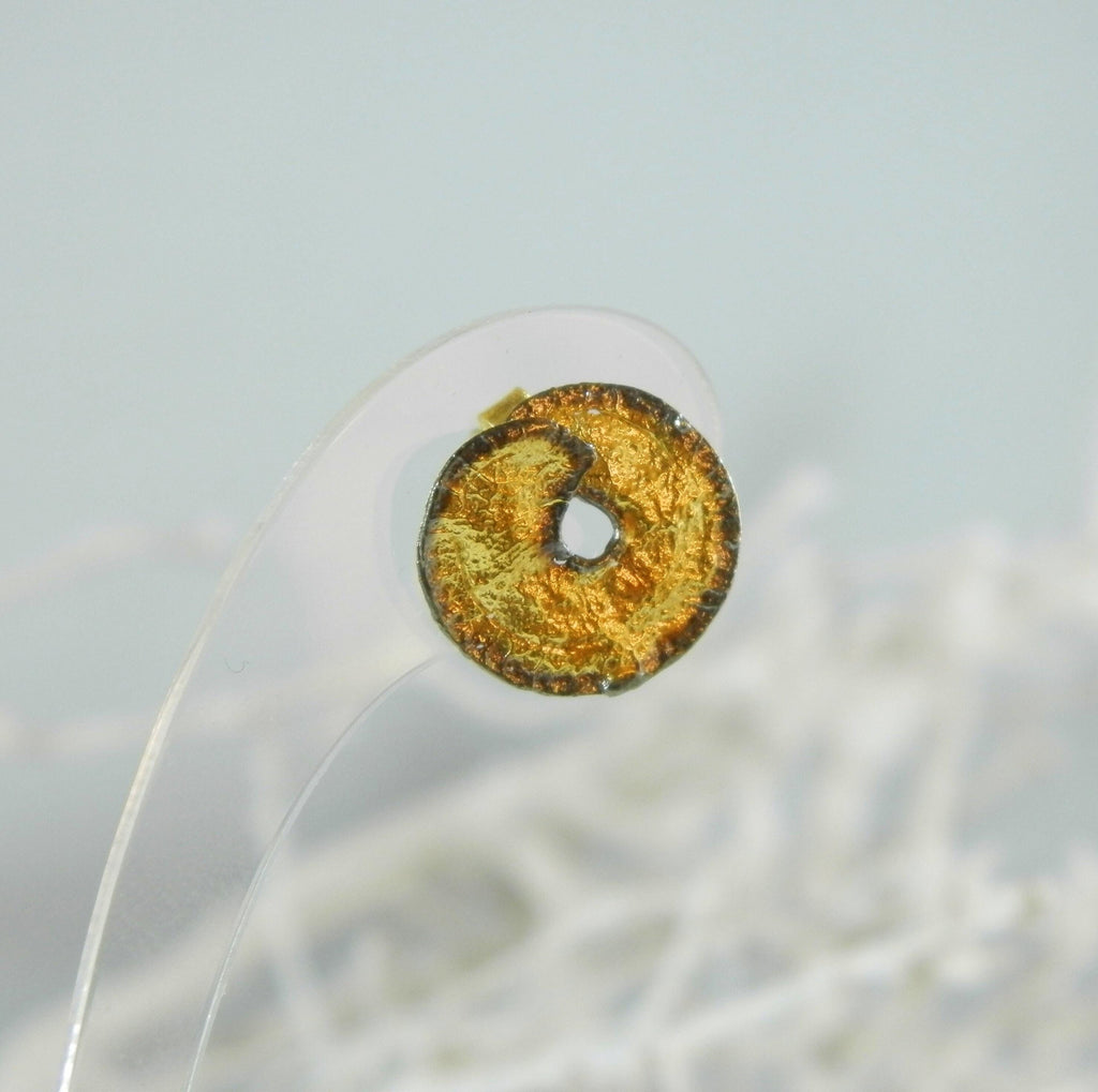 Gold Plated Leaf Earrings - Lightweight Recycled Brass Studs