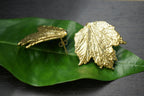 Nature Leaf Earrings, Gold-Plated Brass (Handmade, Organic Design)