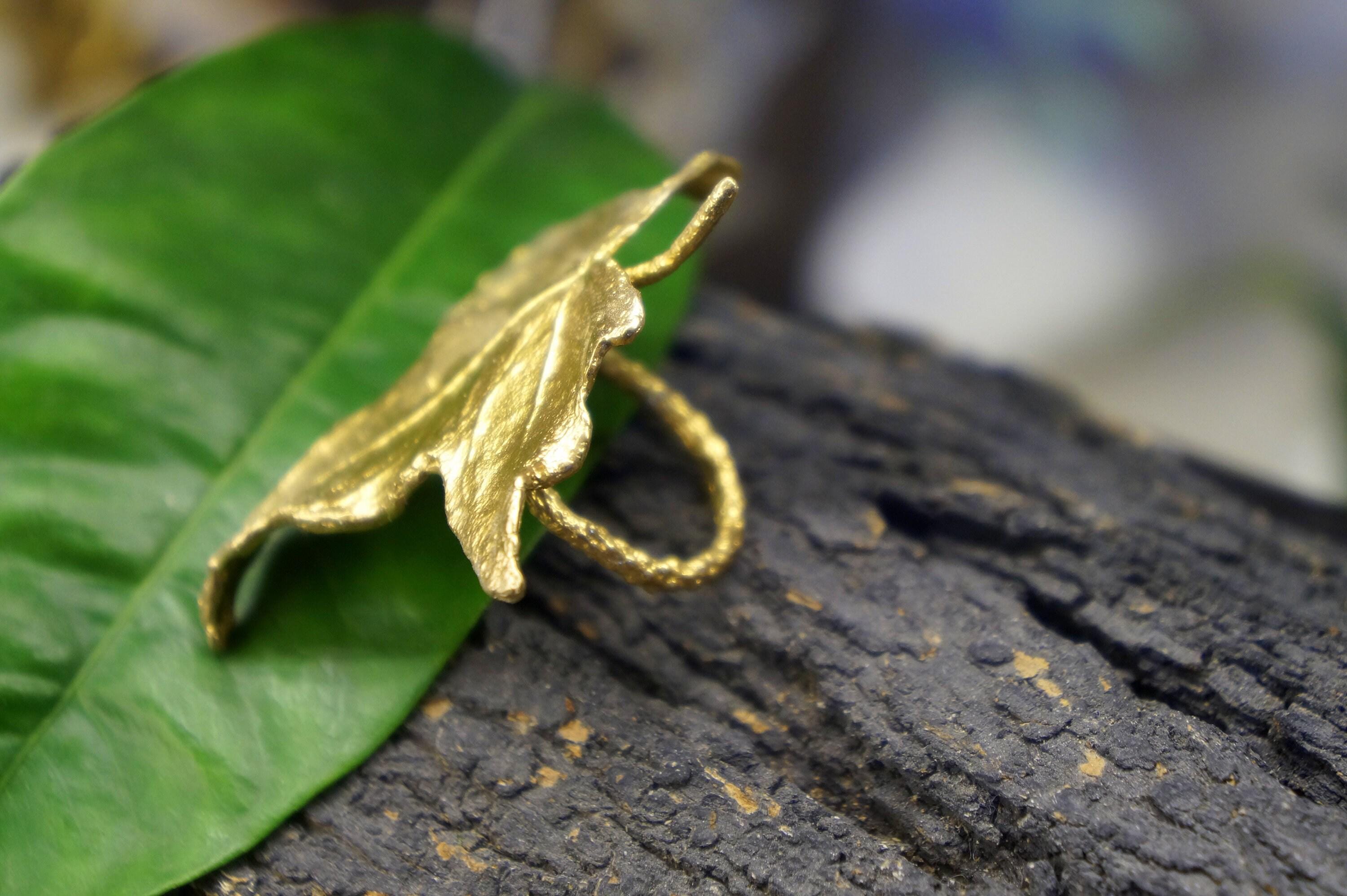 Ivy Leaf Ring: Botanical Nature Design (Gold-Plated Recycled Brass)
