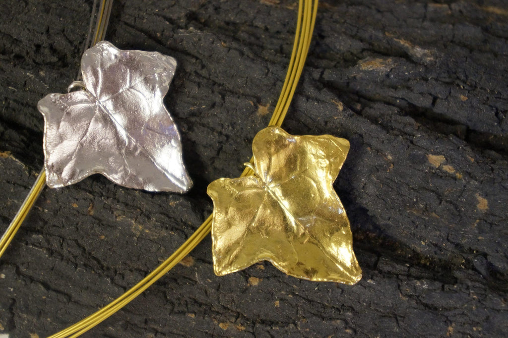 Ivy Leaf Pendant: Real Plant Jewelry (14K Gold Plated Brass)