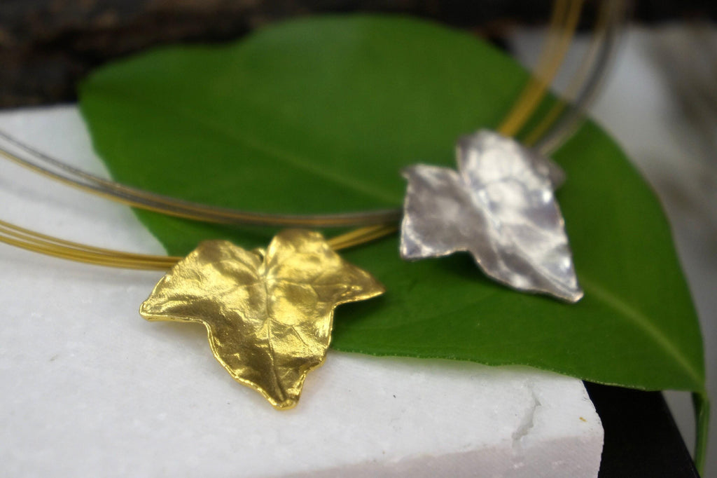 Ivy Leaf Pendant: Real Plant Jewelry (14K Gold Plated Brass)