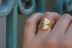 Rose Leaf Ring for Women - Handcrafted 14K Gold-Plated Brass
