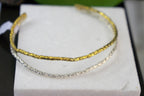 Two-Tone Pine Branch Cuff Bracelet - Adjustable Recycled Brass Jewelry