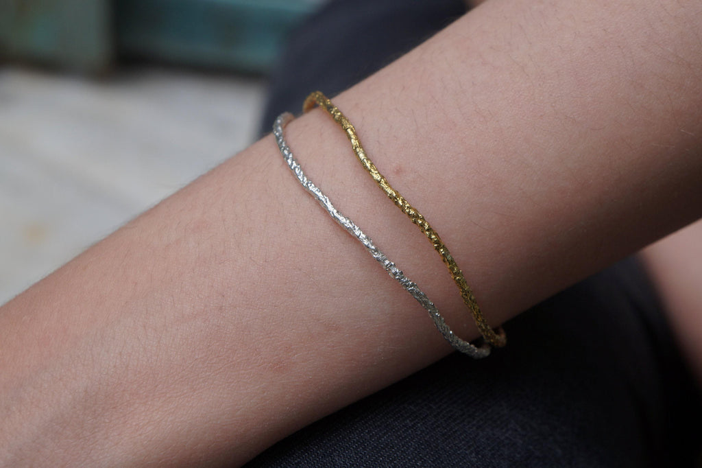 Botanical Two-Tone Branch Cuff Bracelet, Gold-Plated Brass (Adjustable)