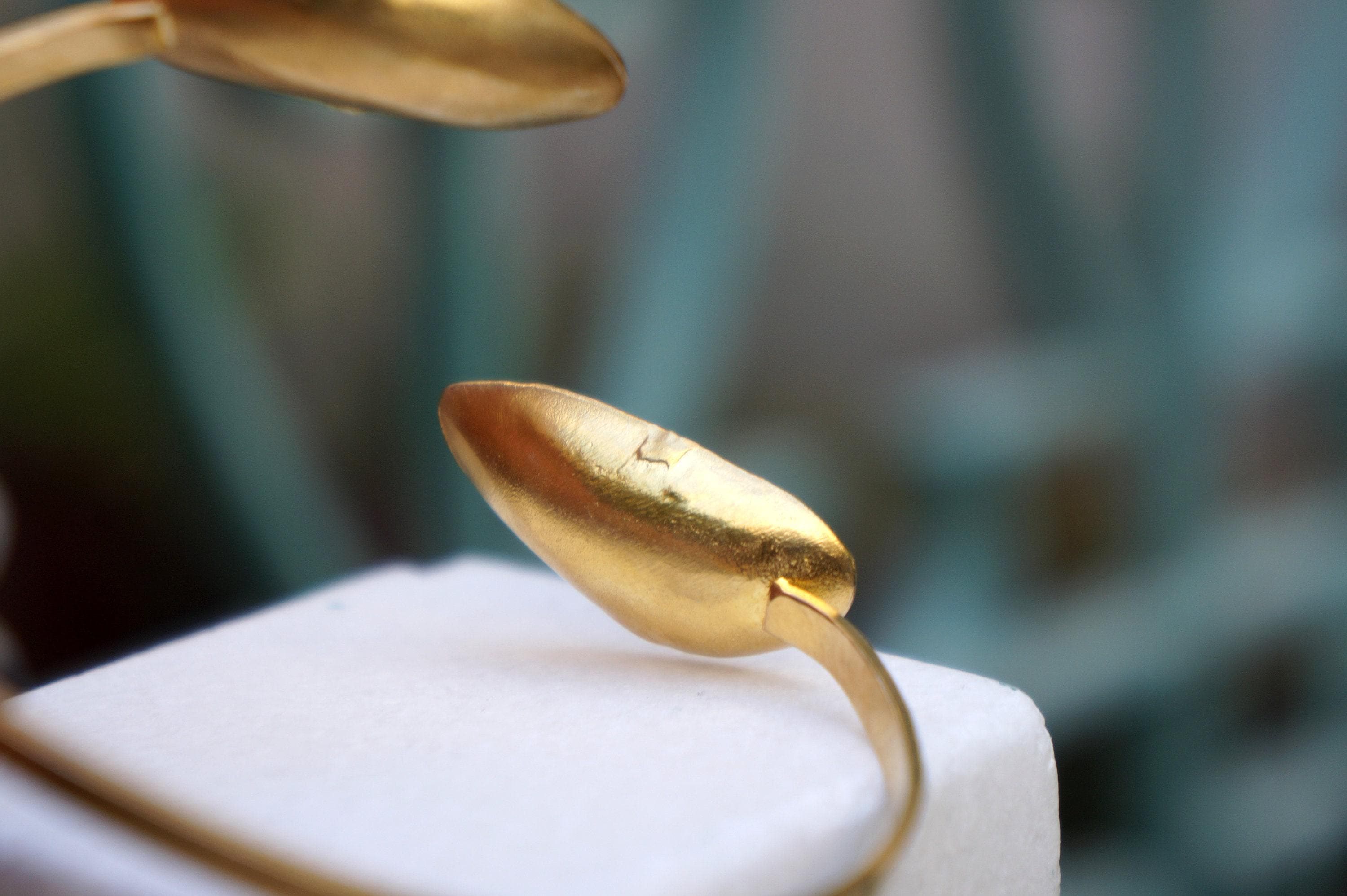 Clam Shell Bracelet – Adjustable Gold Plated Brass Cuff | Nature Inspired Jewelry