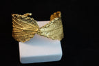 Leaf Cuff Bracelet: Real Hibiscus, Gold-Plated Brass (Adjustable, Eco-Friendly)