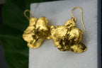 Orchid Flower Earrings - Gold Plated Brass, Nature Detail