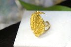 Mulberry Leaf Ring: Handmade 14K Gold-Plated Brass Botanical Jewelry