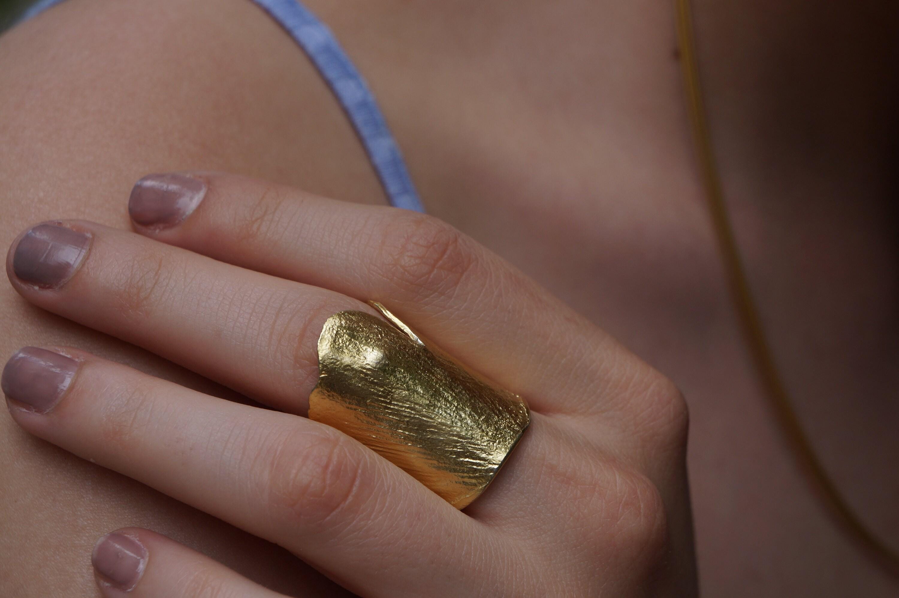 Ginkgo Leaf Ring – Adjustable Gold Plated Brass Ring With 14K Finish