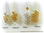 Bee Necklace: Honeycomb Hexagon Pendant (Gold-Plated Brass)