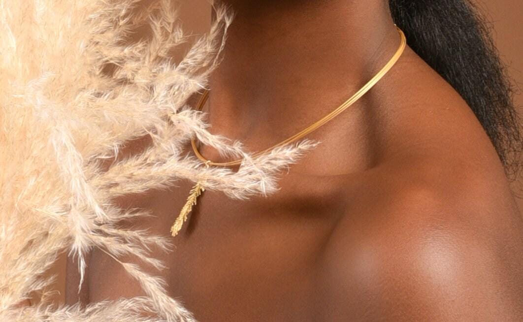 Mimosa Leaf Necklace – 18K Gold Plated Real Acacia Pendant | Dainty Botanical Jewelry