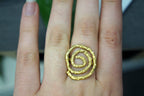 Pine Twig Ring: Handmade 14K Gold-Plated Brass Spiral