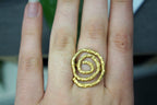 Pine Twig Ring: Handmade 14K Gold-Plated Brass Spiral