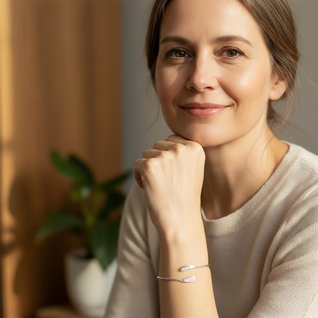 Recycled Silver Bracelet – Adjustable Silver Cuff | Sustainable Jewelry Gift, Olive Leaf Design