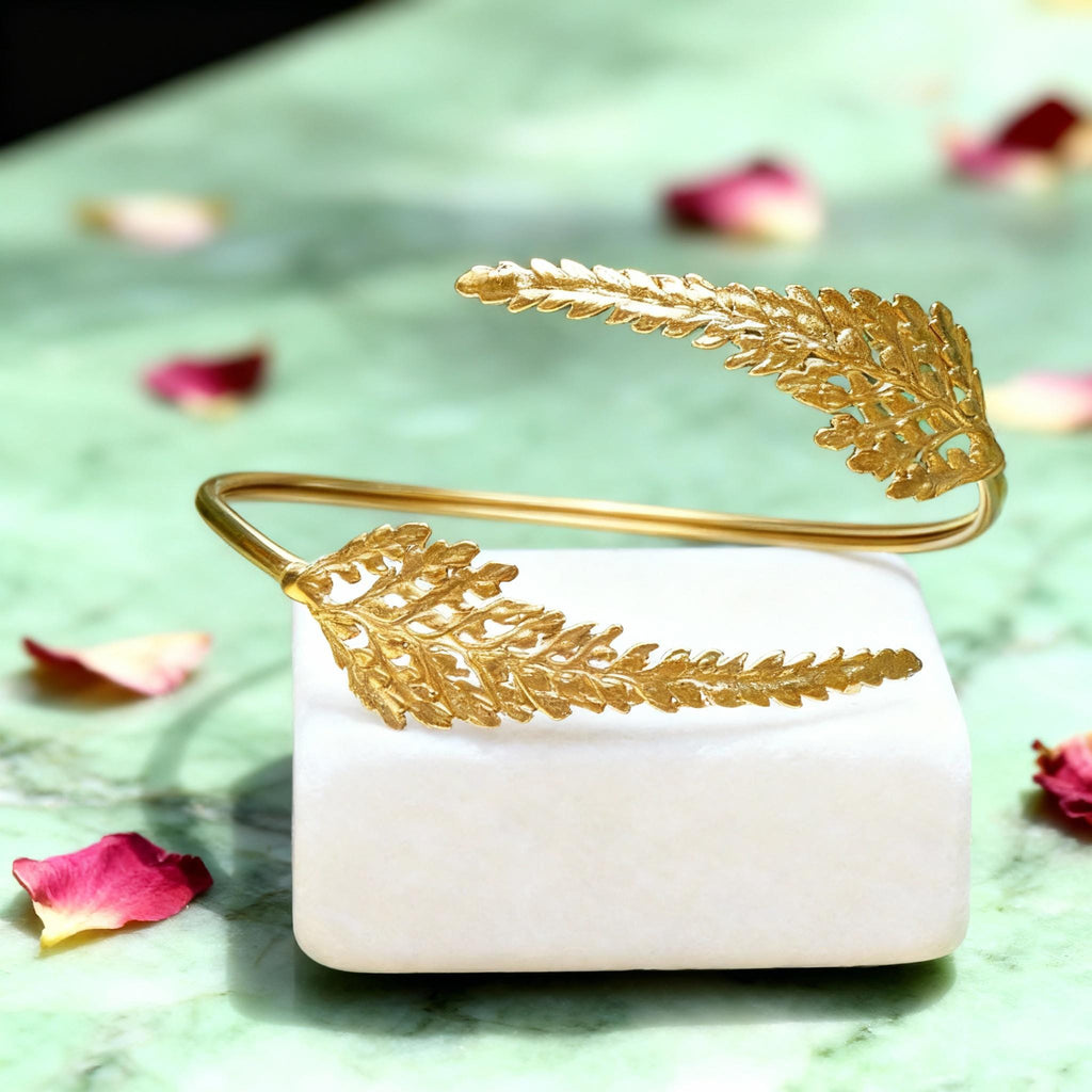 Fern Leaf Bracelet – Adjustable Gold-Plated Botanical Jewelry | Eco Conscious Gift