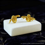 Gold Bee Earrings: Handmade Recycled Brass with 14k Plating