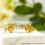 Gold Bee Earrings: Handmade Recycled Brass with 14k Plating