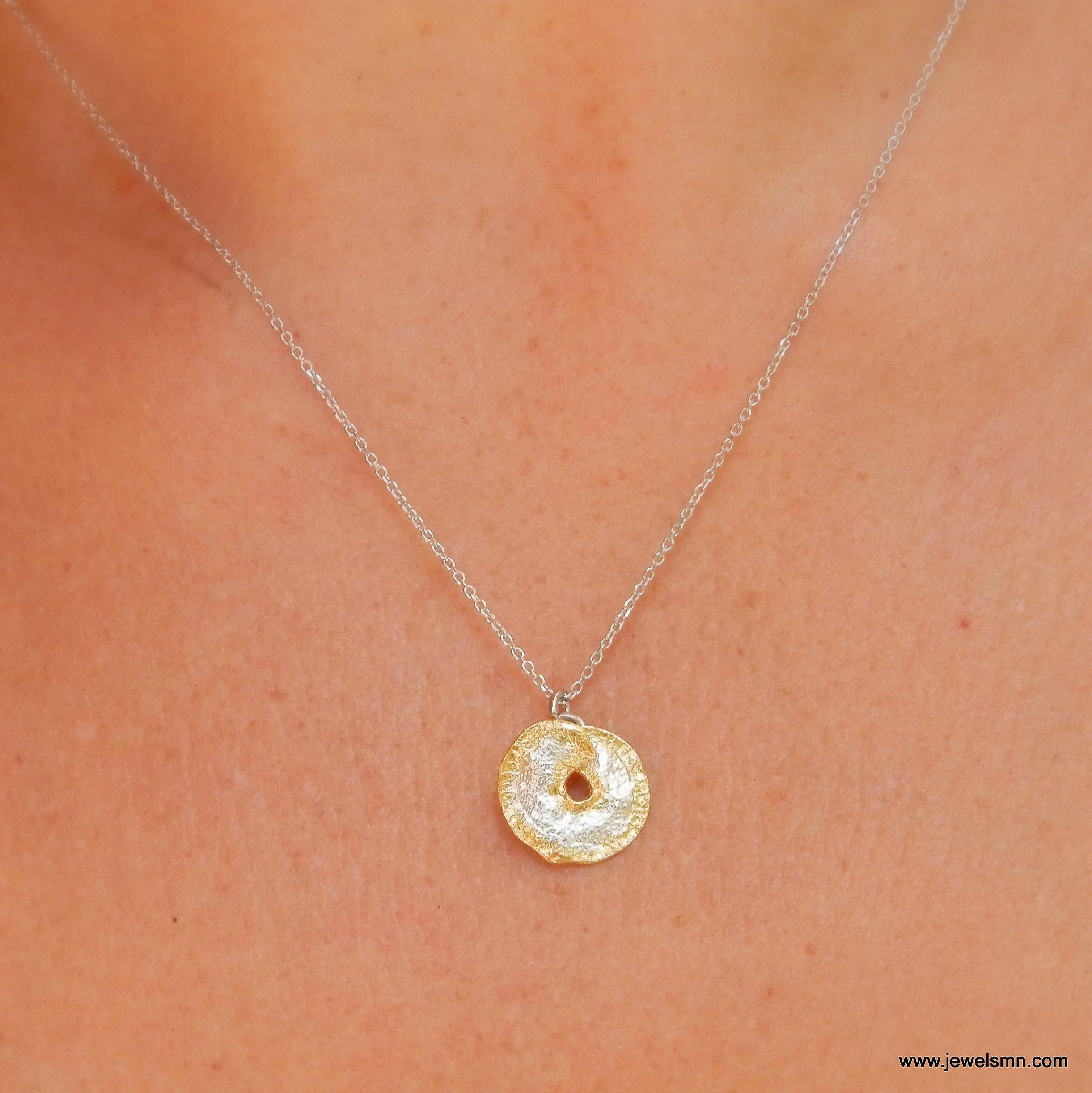 Sterling Silver Birth Flower Necklace: Real Leaf Pendant (Adjustable Chain)