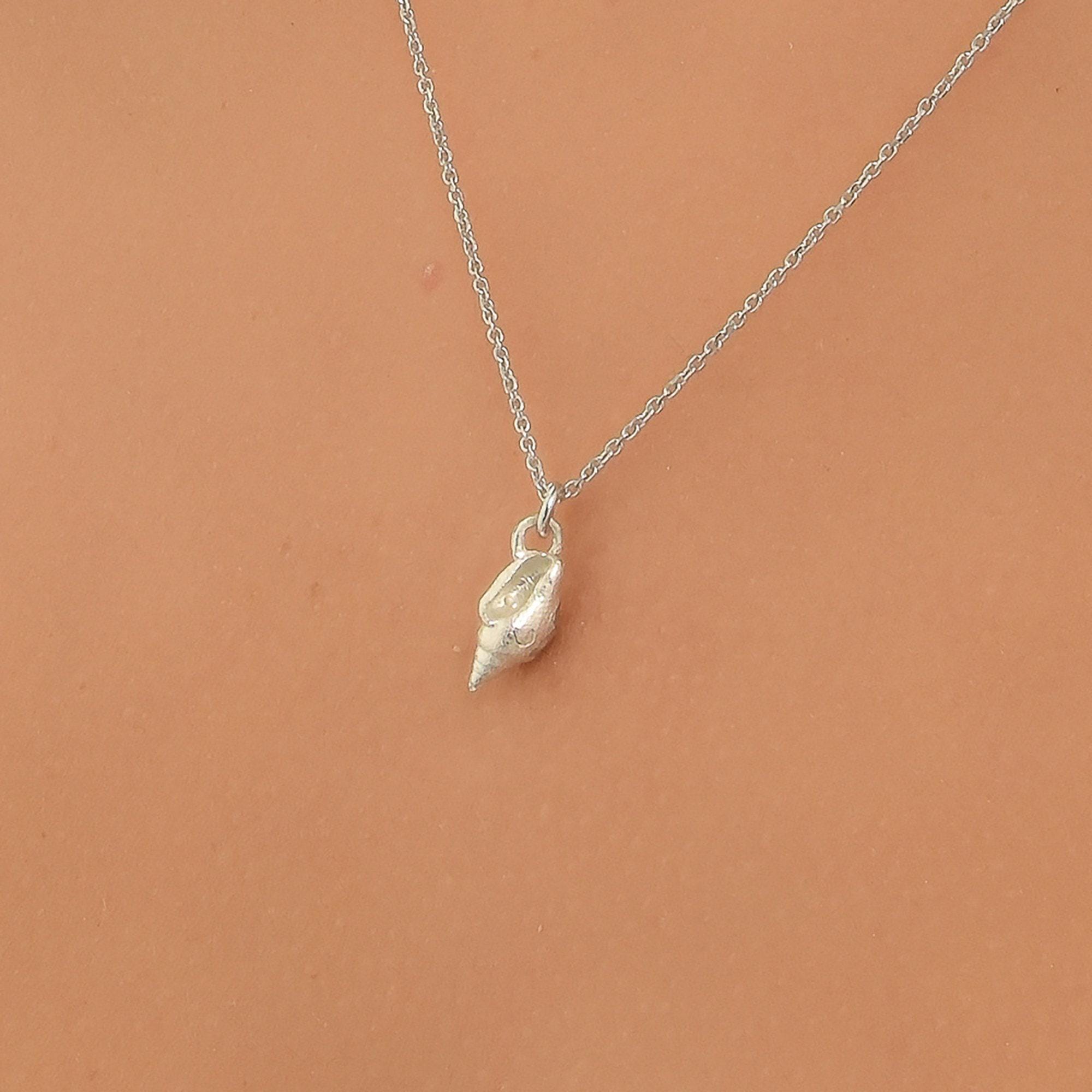Gold Shell Necklace – Sterling Silver Pendant With Tiny Conch Shell Charm