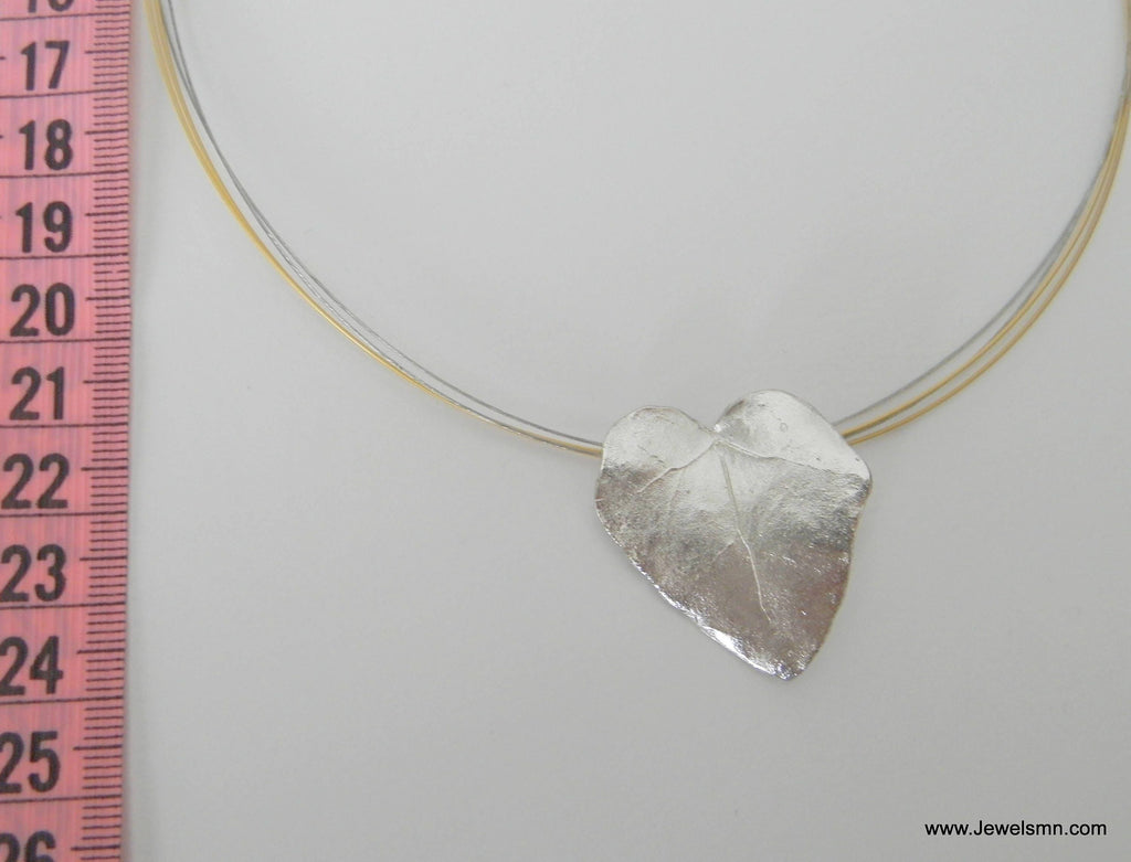 Ivy Leaf Necklace: Sterling Silver Heart Pendant with Nature Symbolism