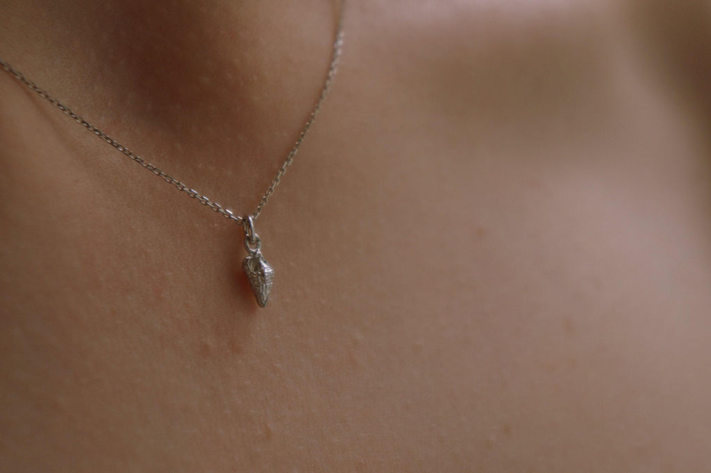 Silver Sea Shell Necklace - Dainty Summer Small Shell Pendant in Recycled Sterling Silver