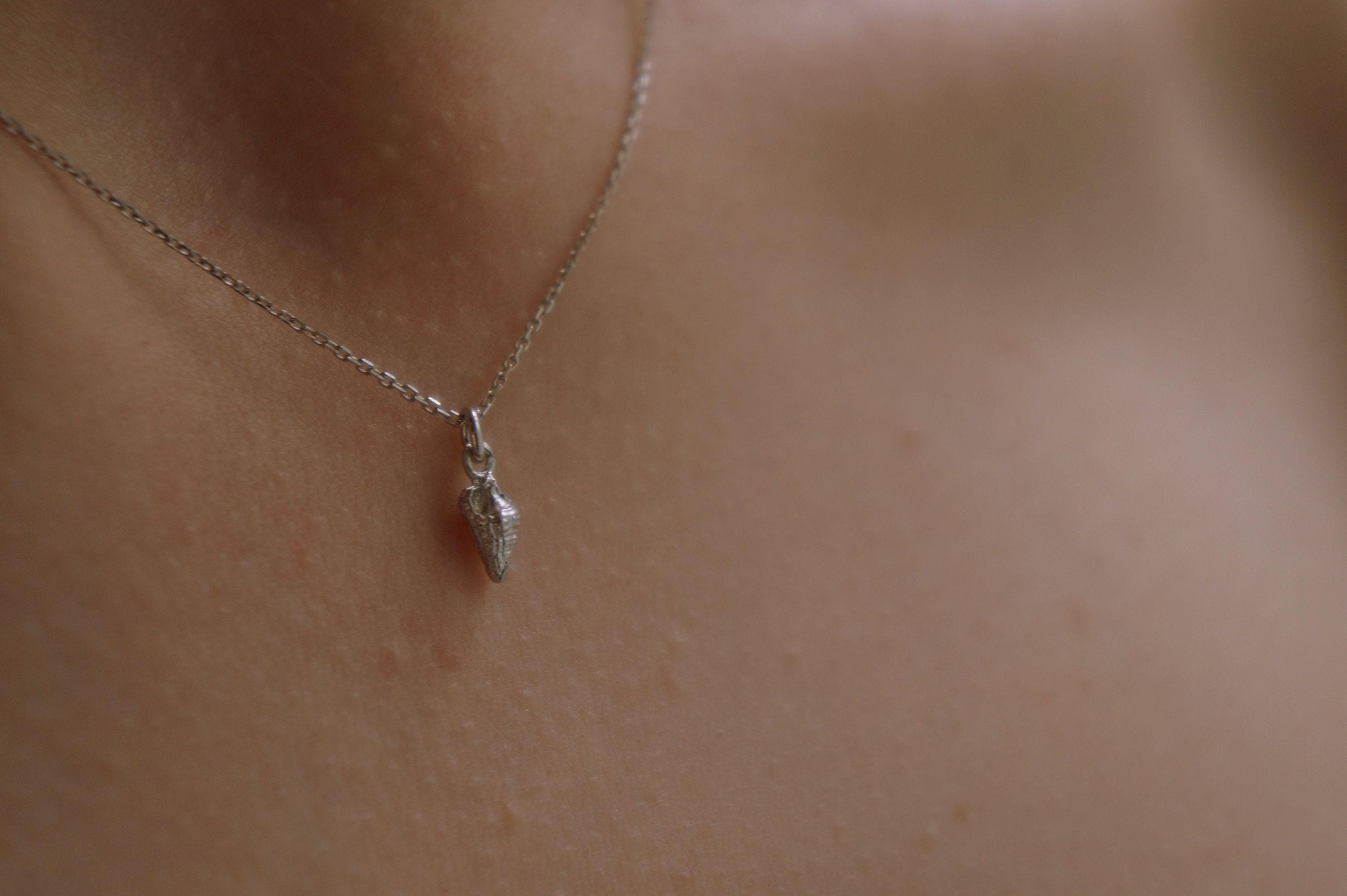 Silver Sea Shell Necklace - Dainty Summer Small Shell Pendant in Recycled Sterling Silver