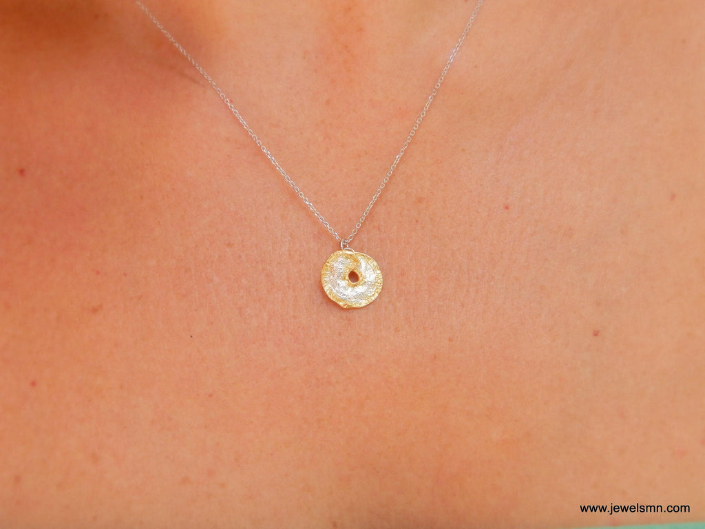 Sterling Silver Birth Flower Necklace: Real Leaf Pendant (Adjustable Chain)