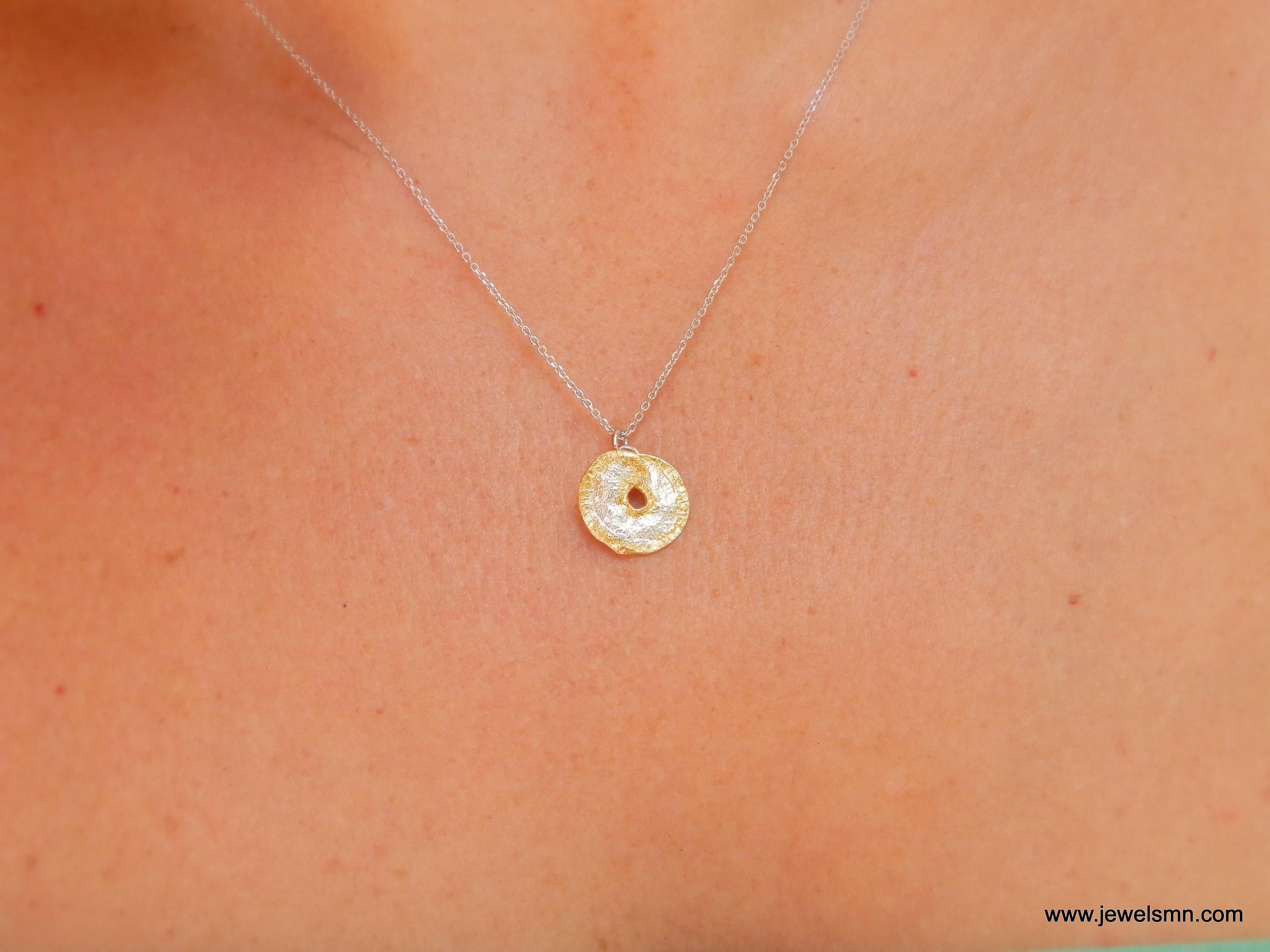 Sterling Silver Birth Flower Necklace: Real Leaf Pendant (Adjustable Chain)