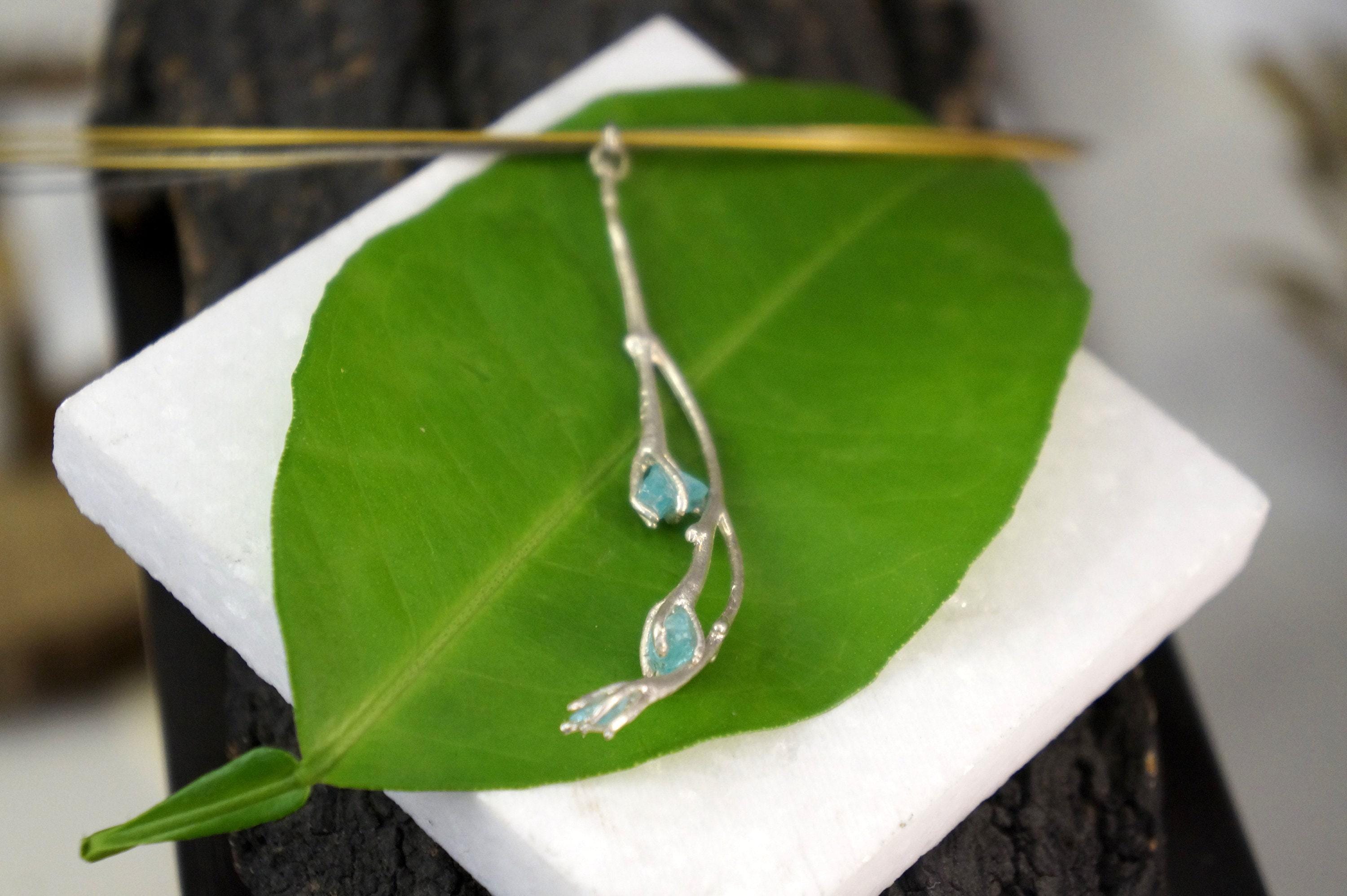 Jasmine Twig Necklace - Multi Strand Blue Stone Pendant | Recycled Sterling Silver Jewelry