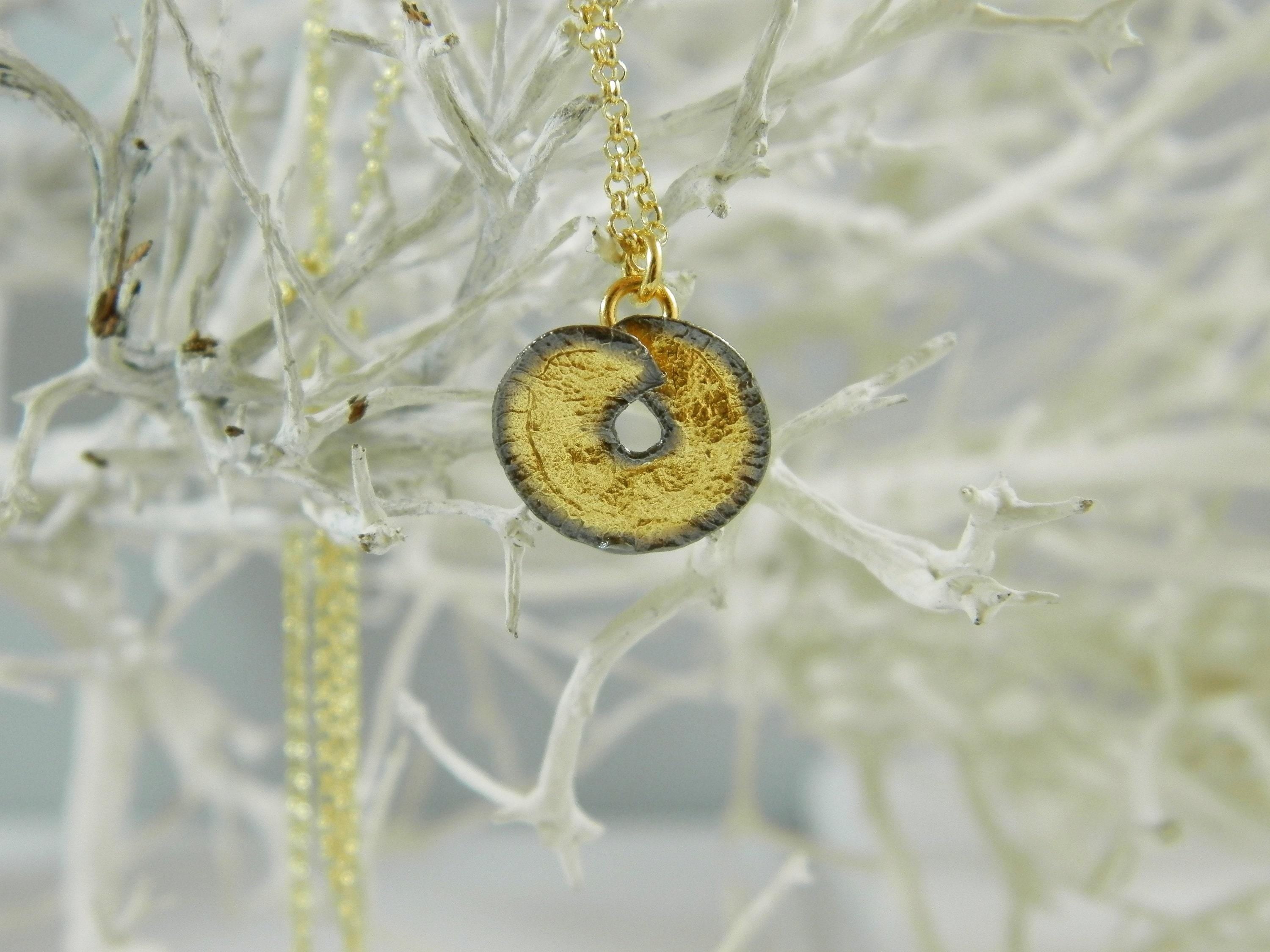 Gold Leaf Necklace – Handmade Botanical Necklace With Adjustable Chain & Real Flower Pendant