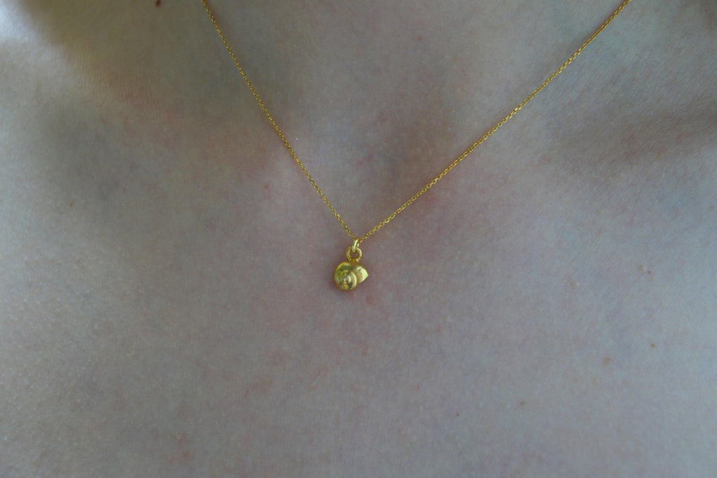 Sea Shell Necklace - Dainty Gold Necklace With Handmade Shell Pendant, Sterling Silver Chain