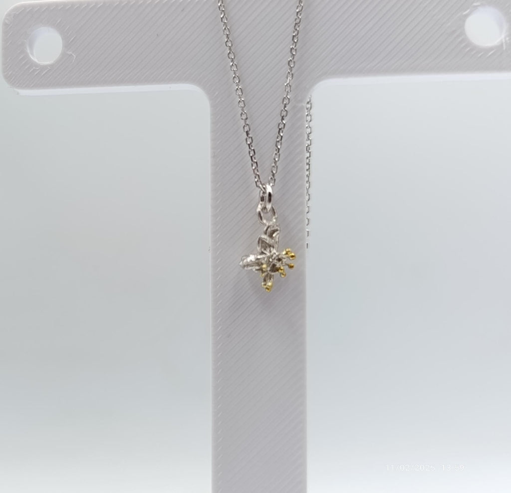 Gold Plated Wildflower Necklace - Minimalist Sterling Silver Pendant
