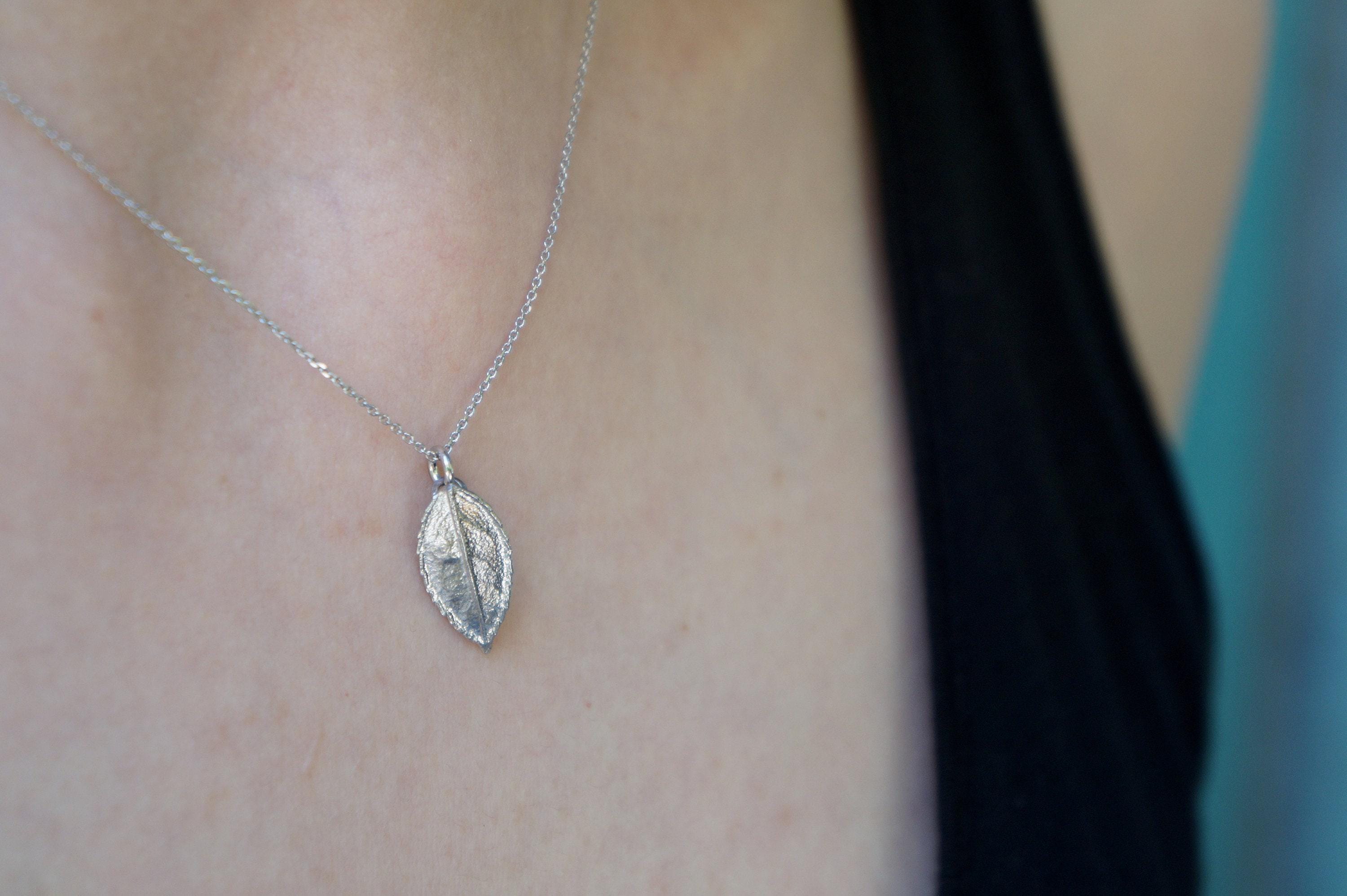 Real Rose Leaf Necklace: Sterling Silver Botanical Pendant