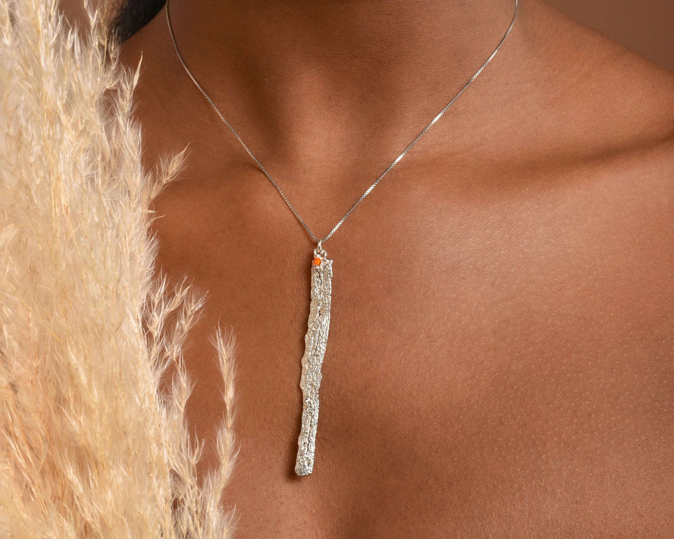 Sterling Silver Pendant: Citrus Bark Texture Necklace (Recycled, Handmade)