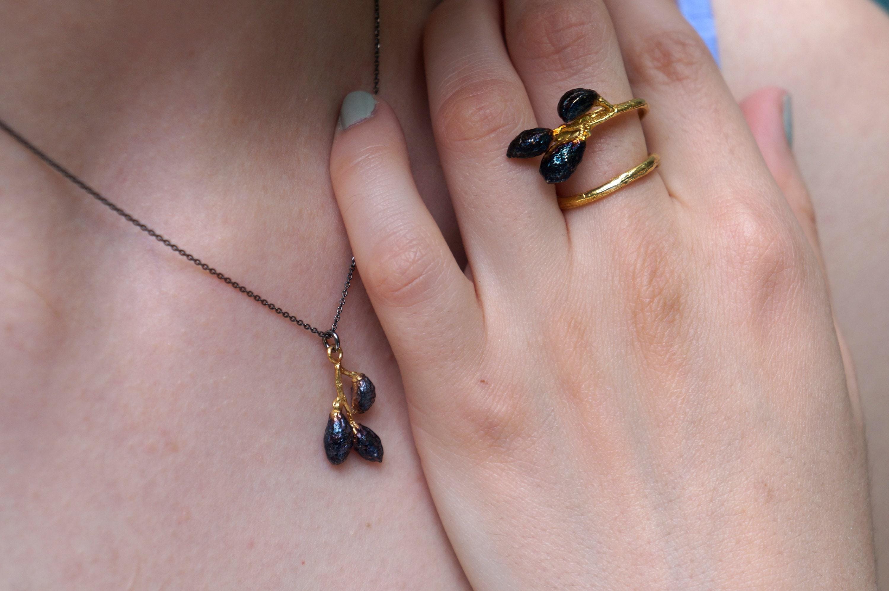 Olive Pendant Necklace – Handmade Botanical Necklace With Adjustable Chain