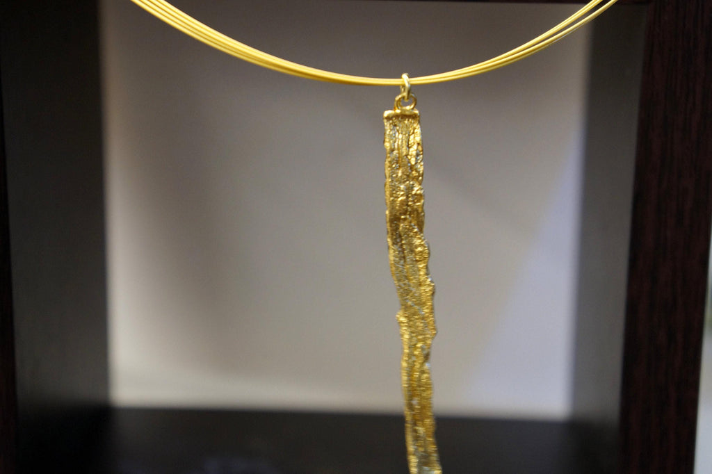 Tree Trunk Necklace – Sterling Silver Botanical Jewelry Gift with Gold Finish