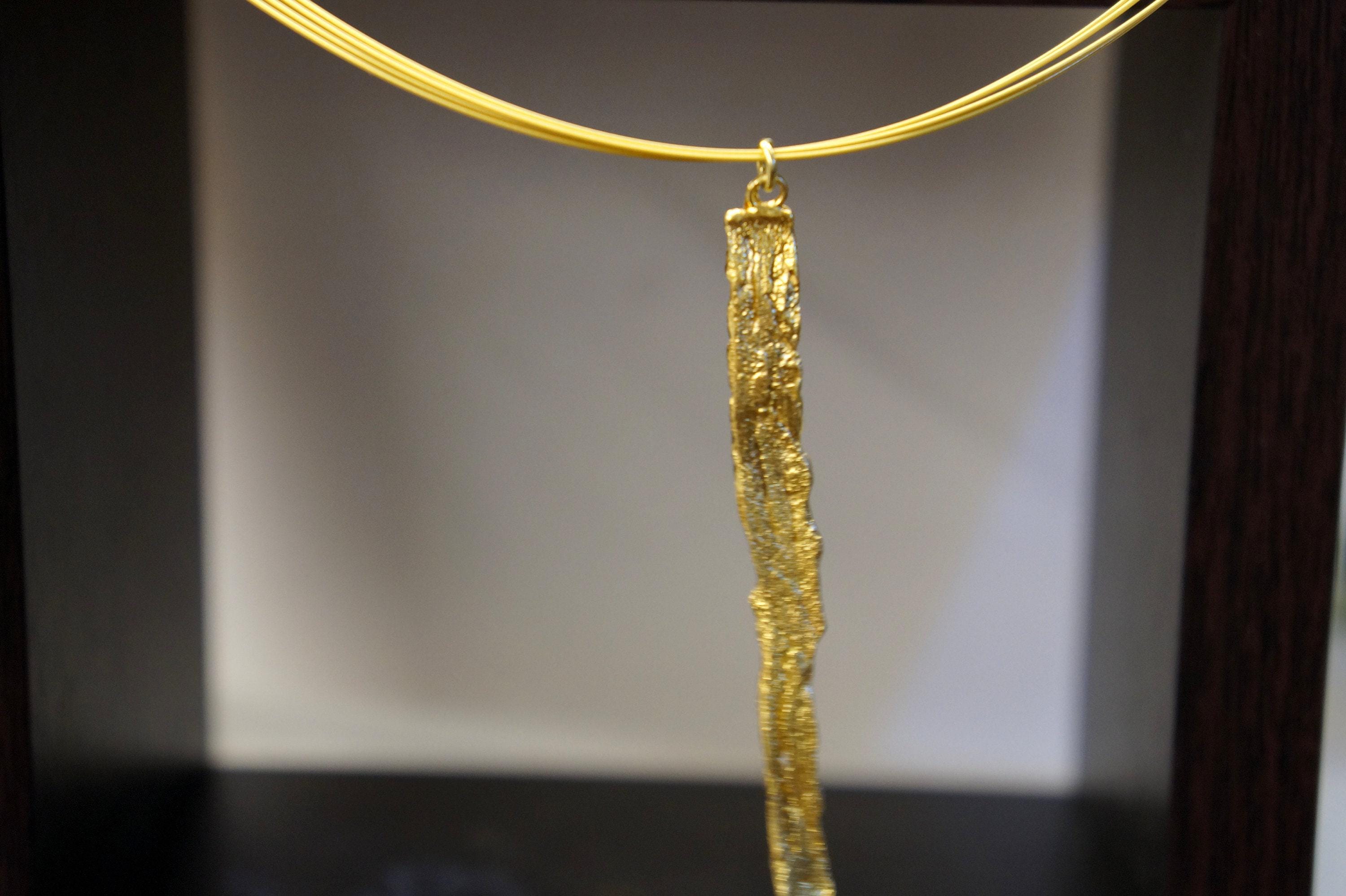 Tree Trunk Necklace – Sterling Silver Botanical Jewelry Gift with Gold Finish