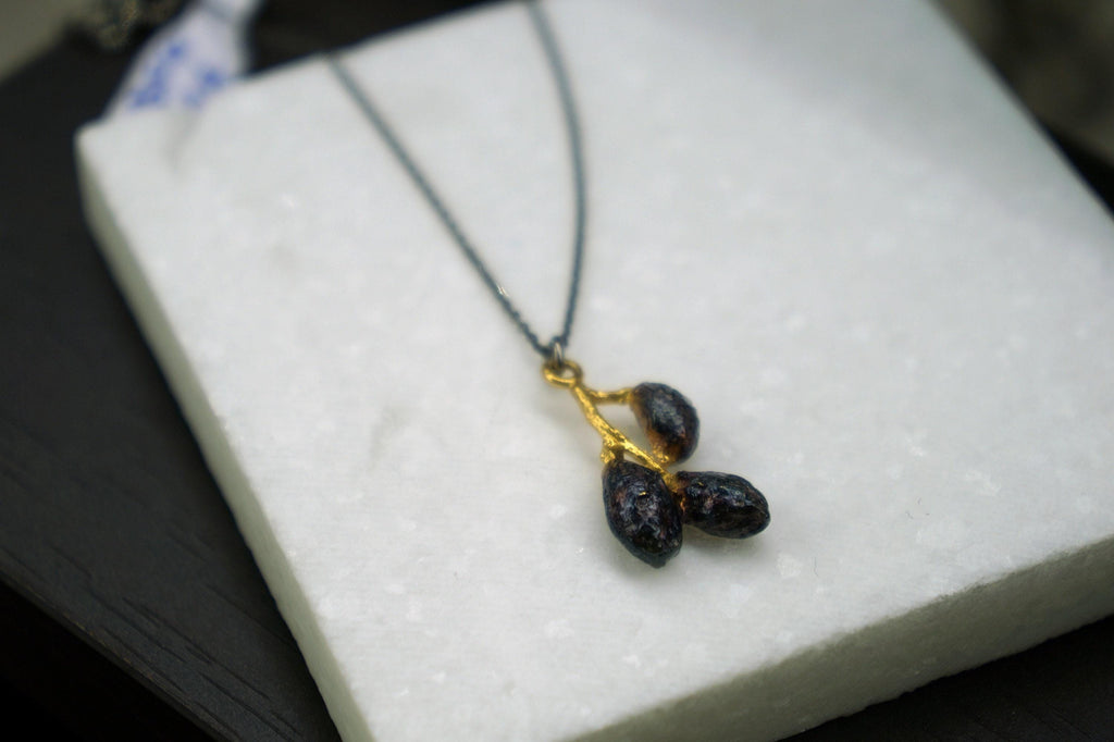 Olive Pendant Necklace – Handmade Botanical Necklace With Adjustable Chain