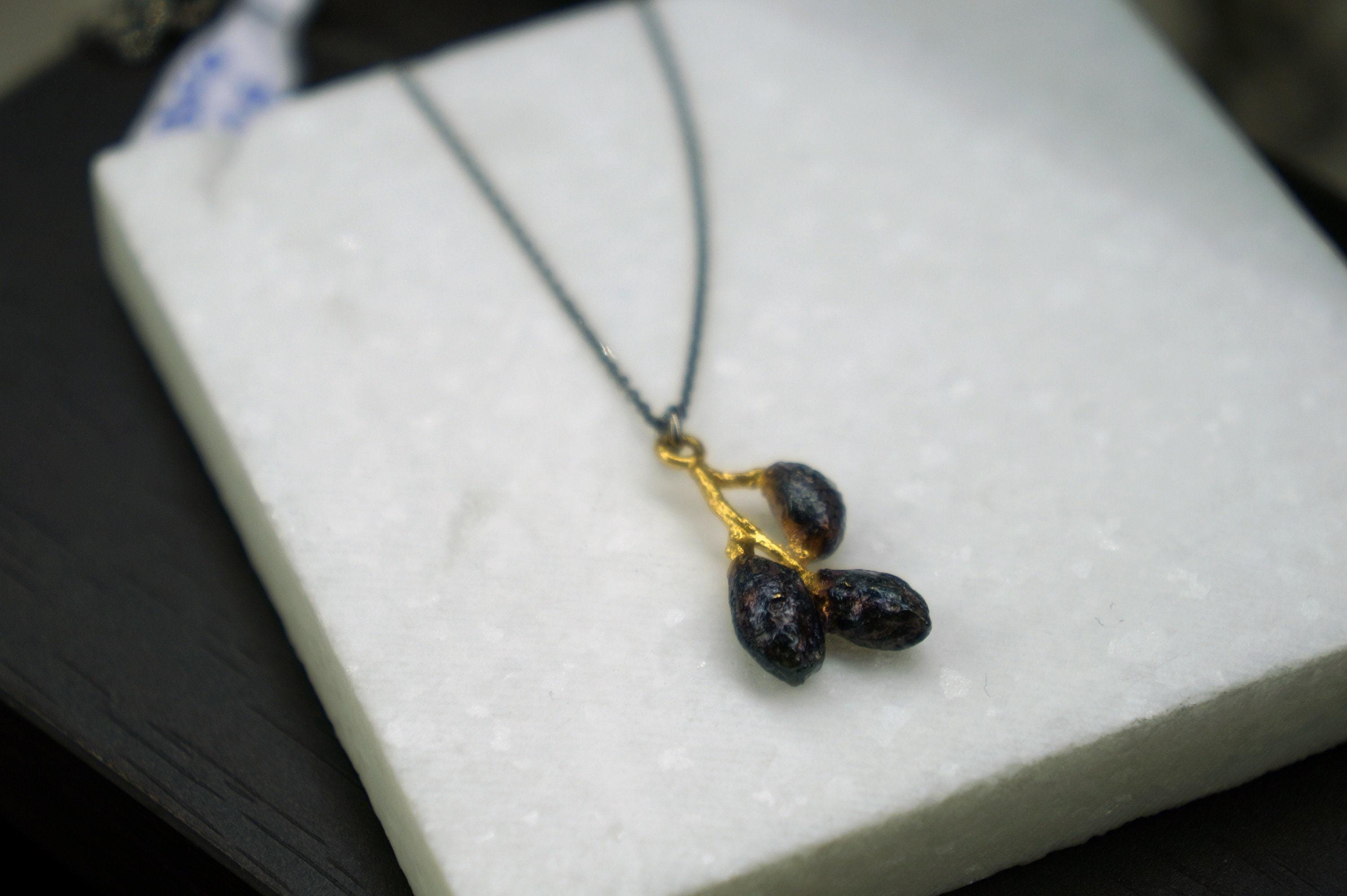 Olive Pendant Necklace – Handmade Botanical Necklace With Adjustable Chain