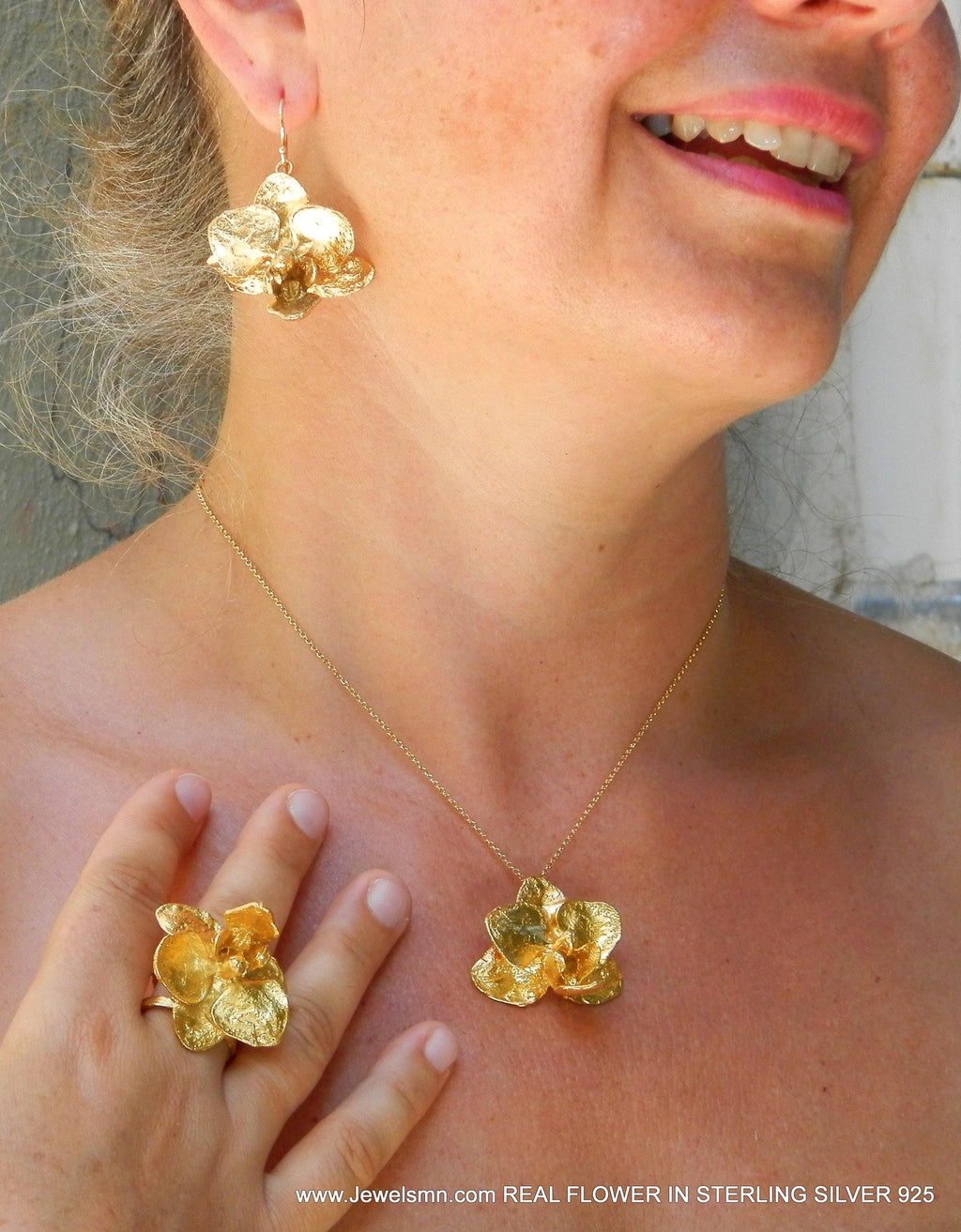 Orchid Plant Pendant – 14k Gold Jewelry | Sterling Silver Necklace Handmade Nature