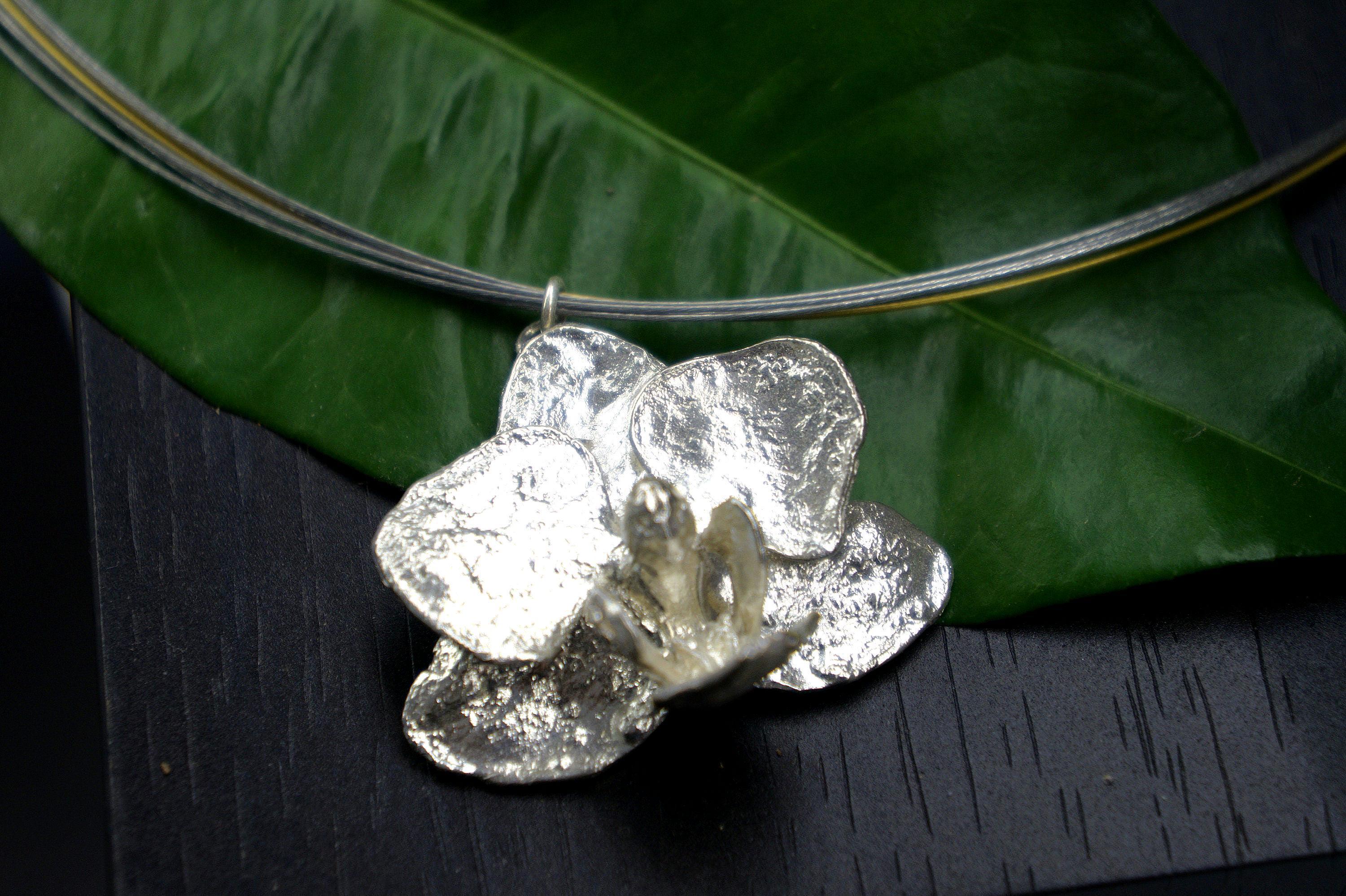 Orchid Necklace: Delicate Real Flower Jewelry (Gold Plated Silver)