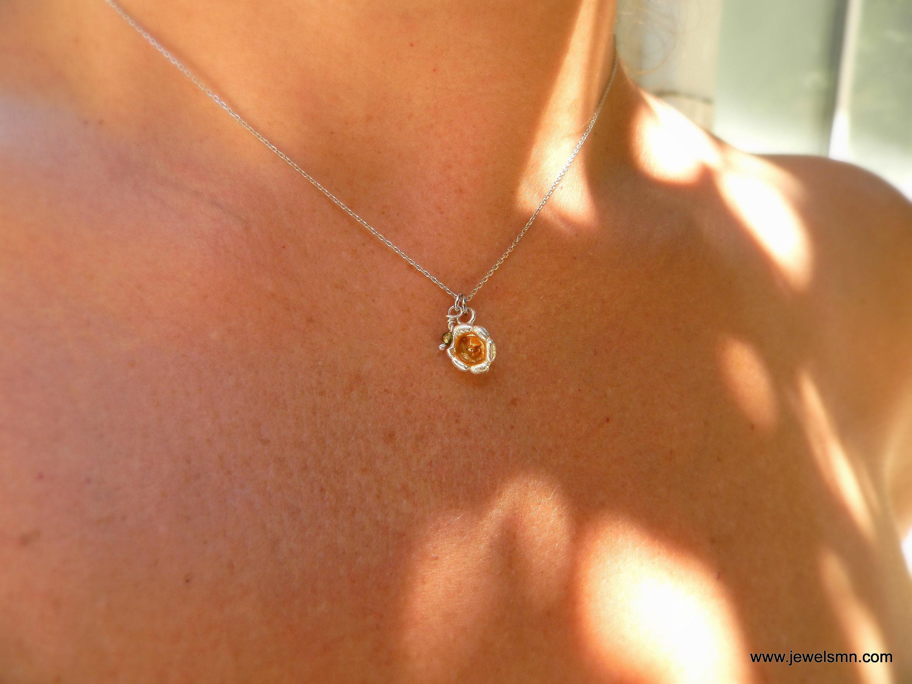 Pressed Lily of the Valley Necklace: Real Flower in Sterling Silver