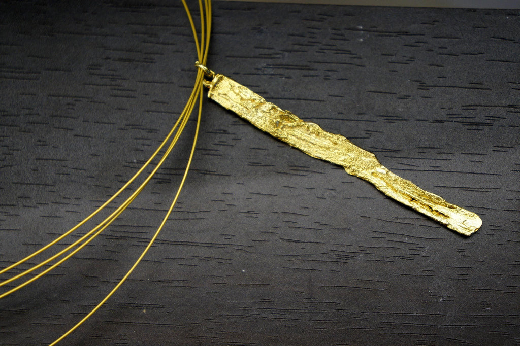 Tree Trunk Necklace – Sterling Silver Botanical Jewelry Gift with Gold Finish